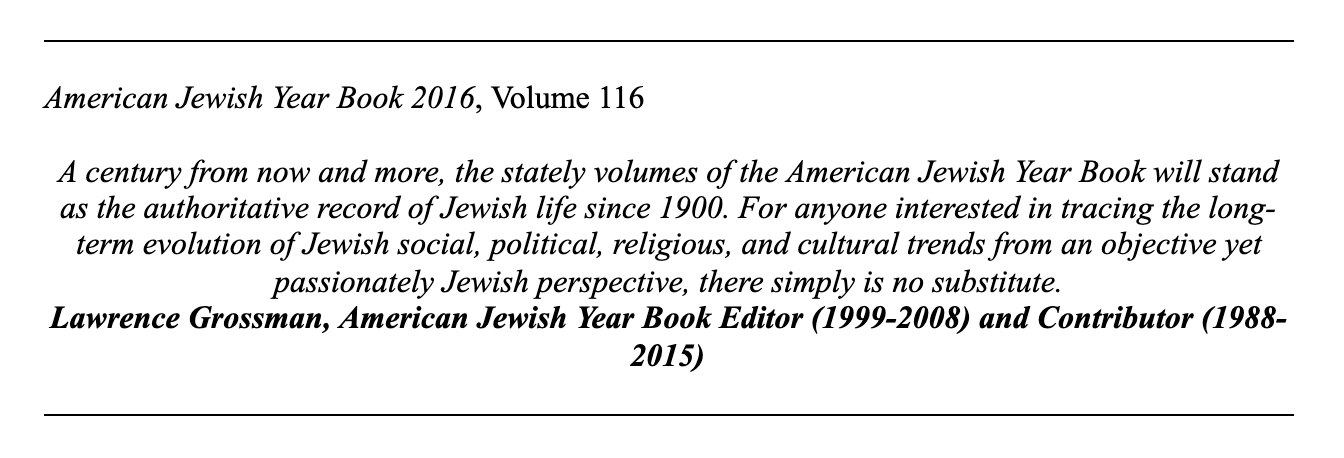 American Jewish Year Book | Center For Judaic Studies And Contemporary ...